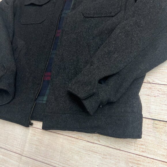 American Eagle Wool Blend Jacket Mens XL Gray Zip Up Plaid Lined Outerwear - Picture 12 of 15